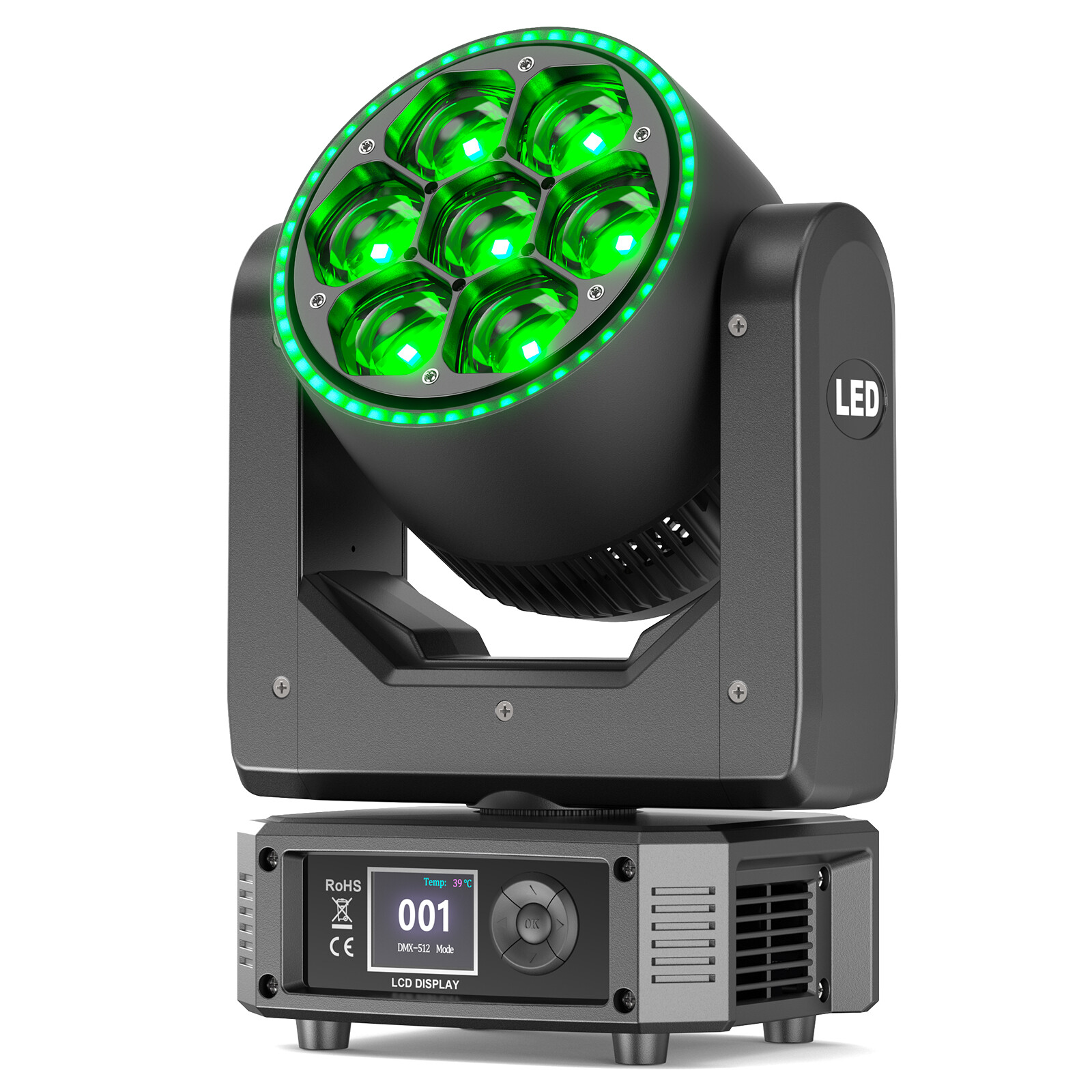 7x50W RGBW Bee Eye LED Wash Zoom Moving Head Beam Light DJ Party Stage Light DMX
