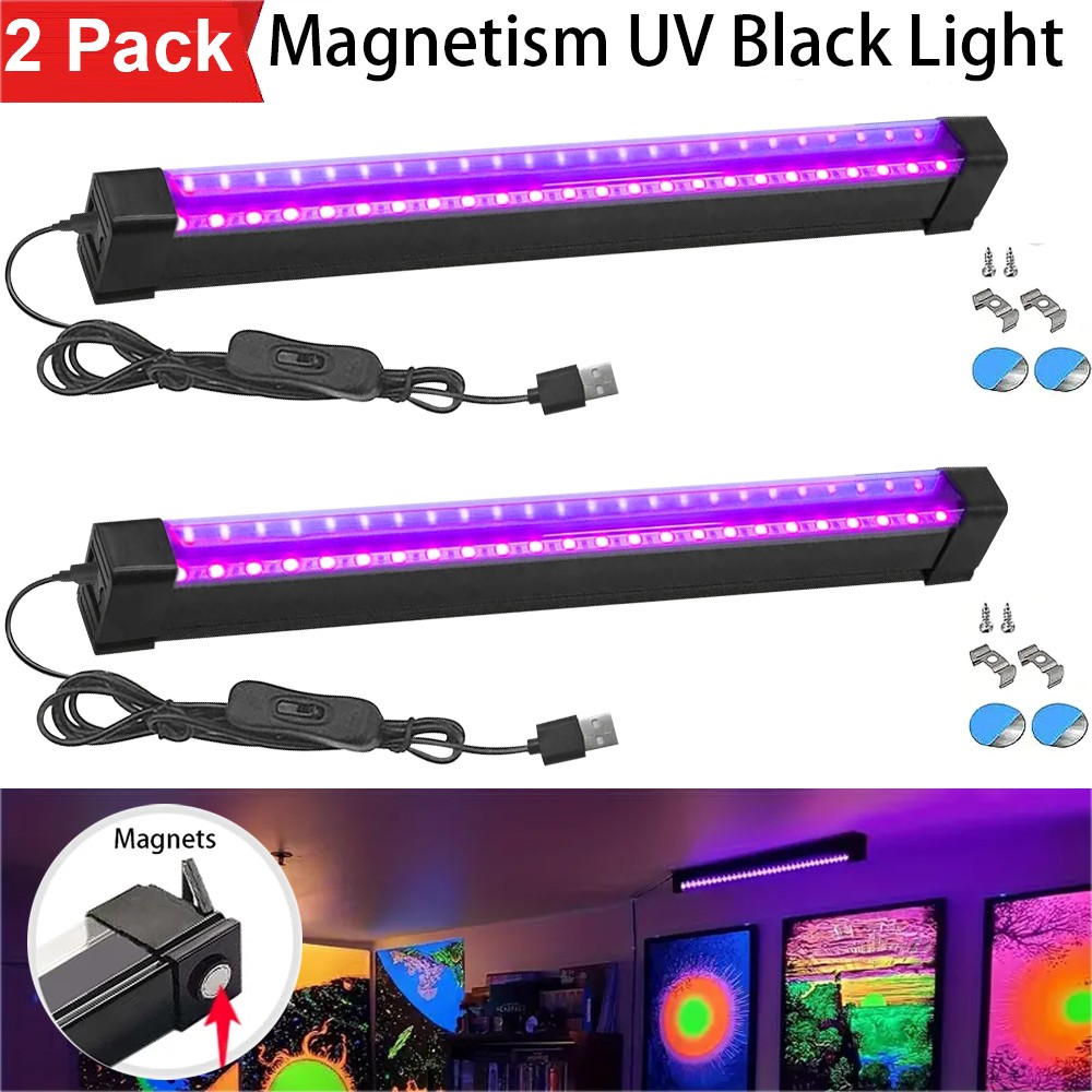 2x USB 24Leds UV Ultraviolet Strip Tube LED Light Bar Club Party Lamp Blacklight