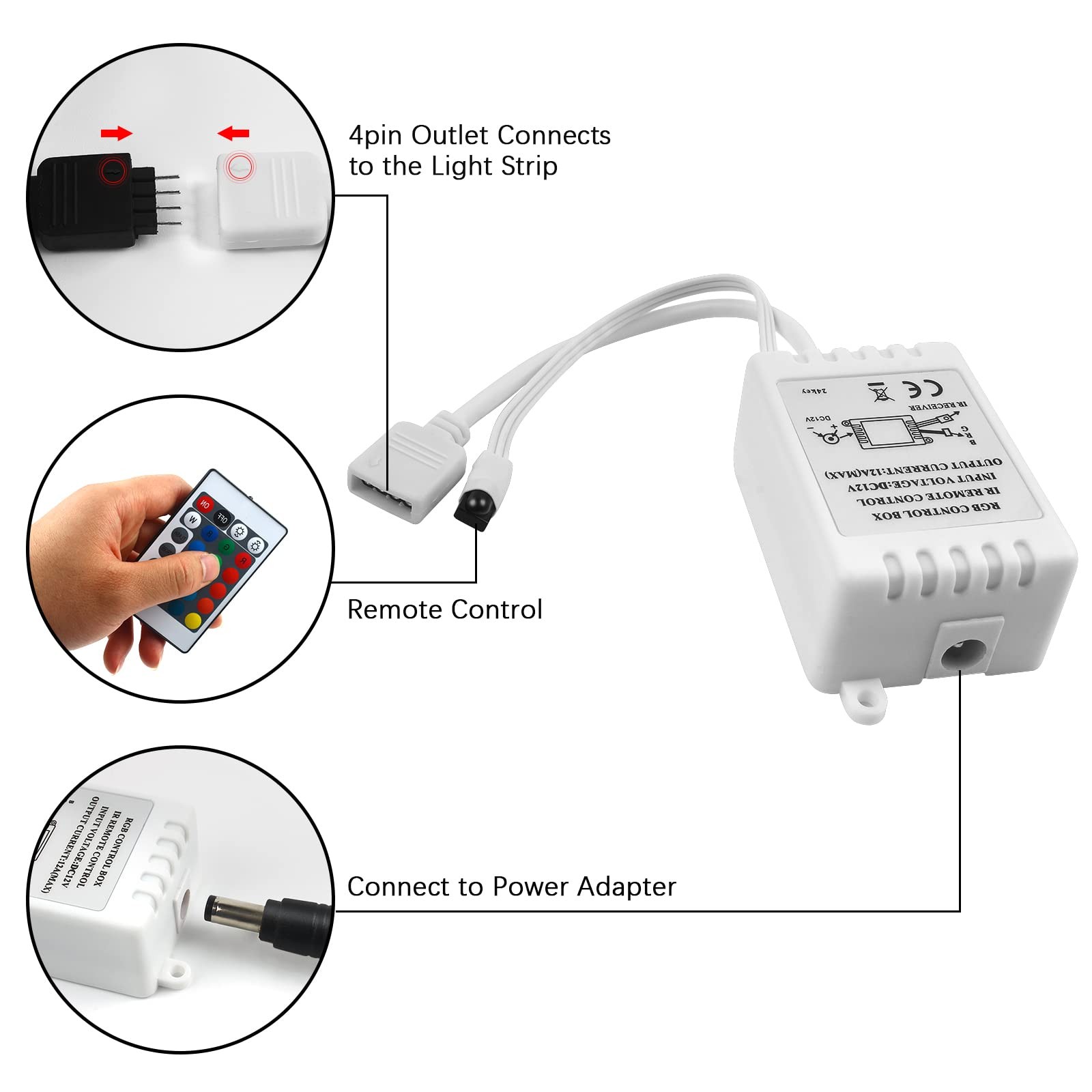 24 Keys Wireless RGB LED Controller DC 12V/24V IR Remote Control Box SMD