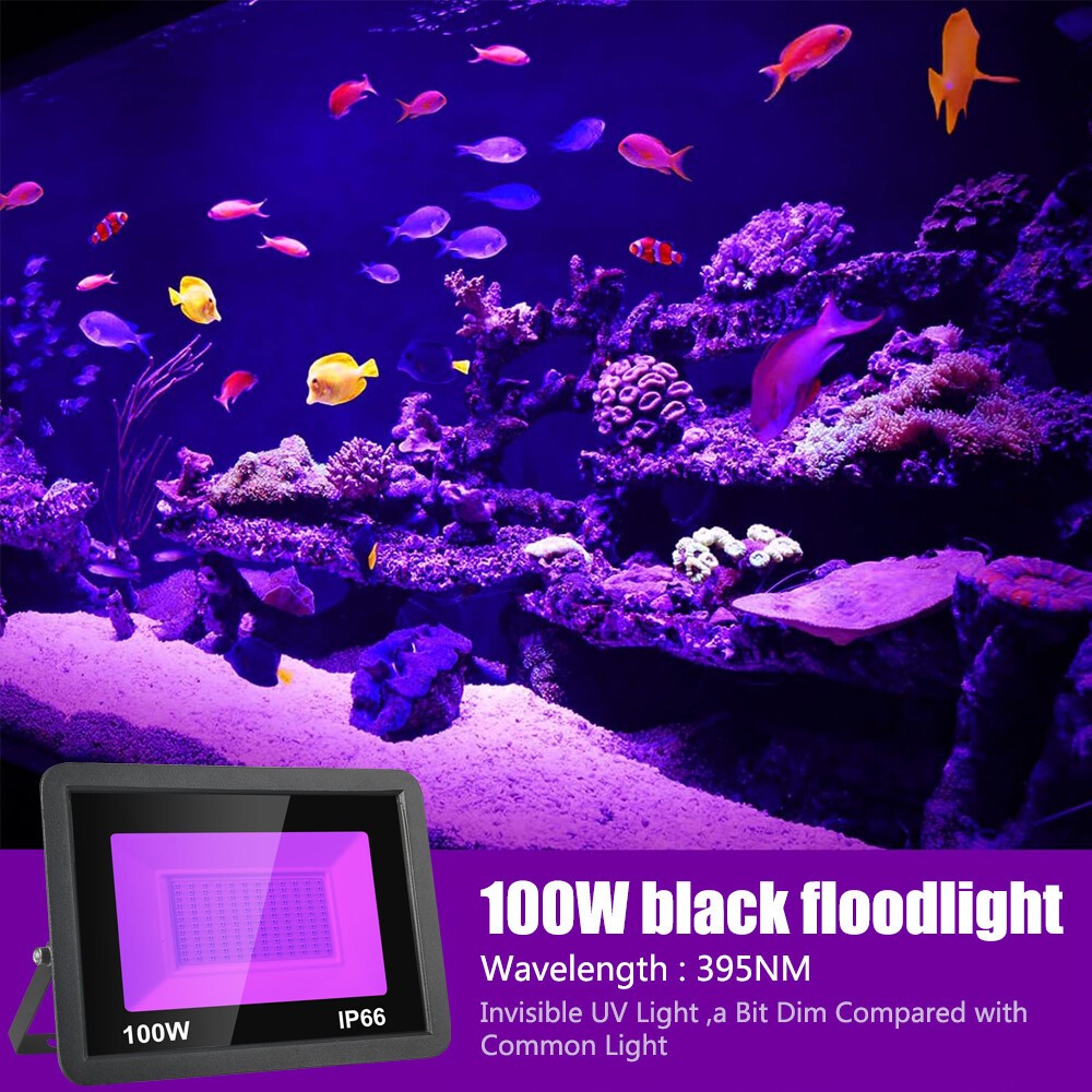 2 Pack 100W UV Black Light, IP65 Waterproof, Glow Party Light, Stage Lighting, H