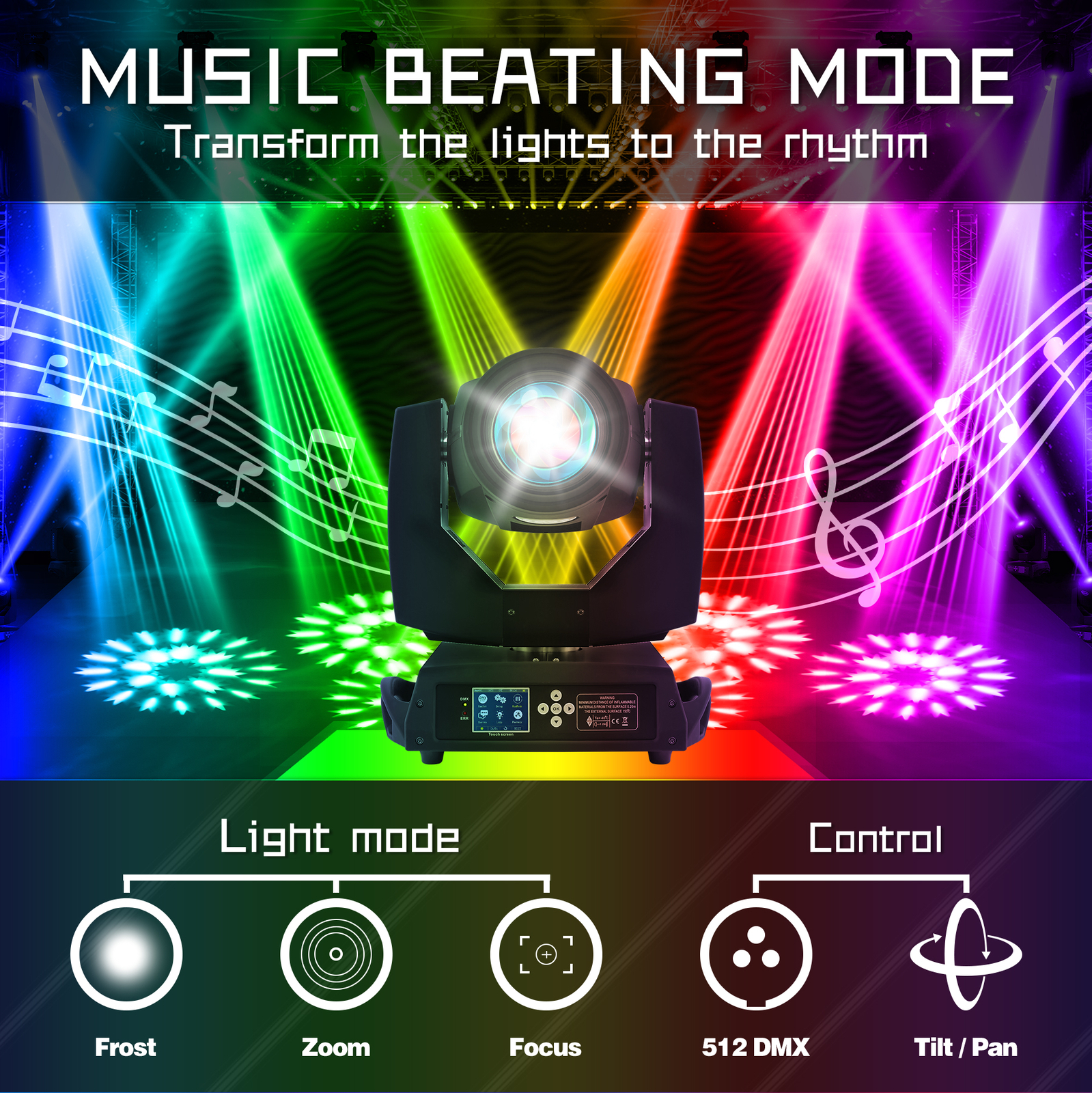 7R 230W Zoom Moving Head Beam Sharpy Light 16 Prism Strobe 16Ch Stage Party US