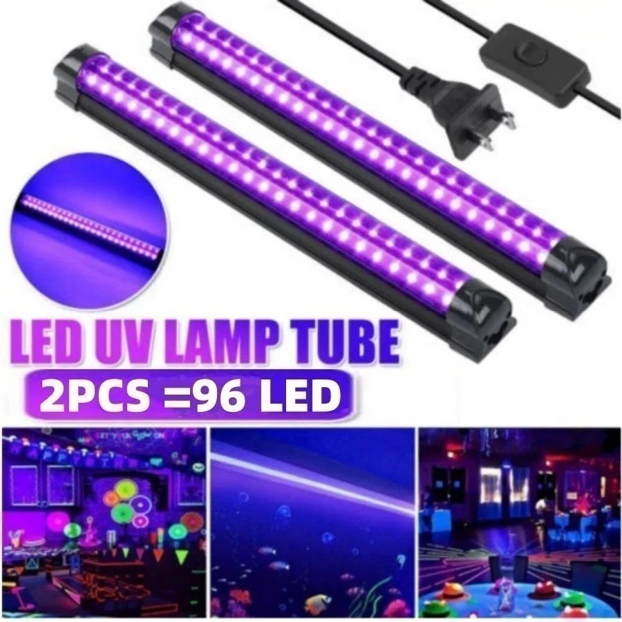 2 Pack 10W 48 LED Light Bars 1Ft UV Light Fixtures Fluorescent Poster Body Paint