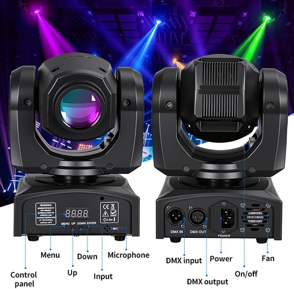 MINGJIE 60W LED Moving Head Lights 2 Pack DMX Sound