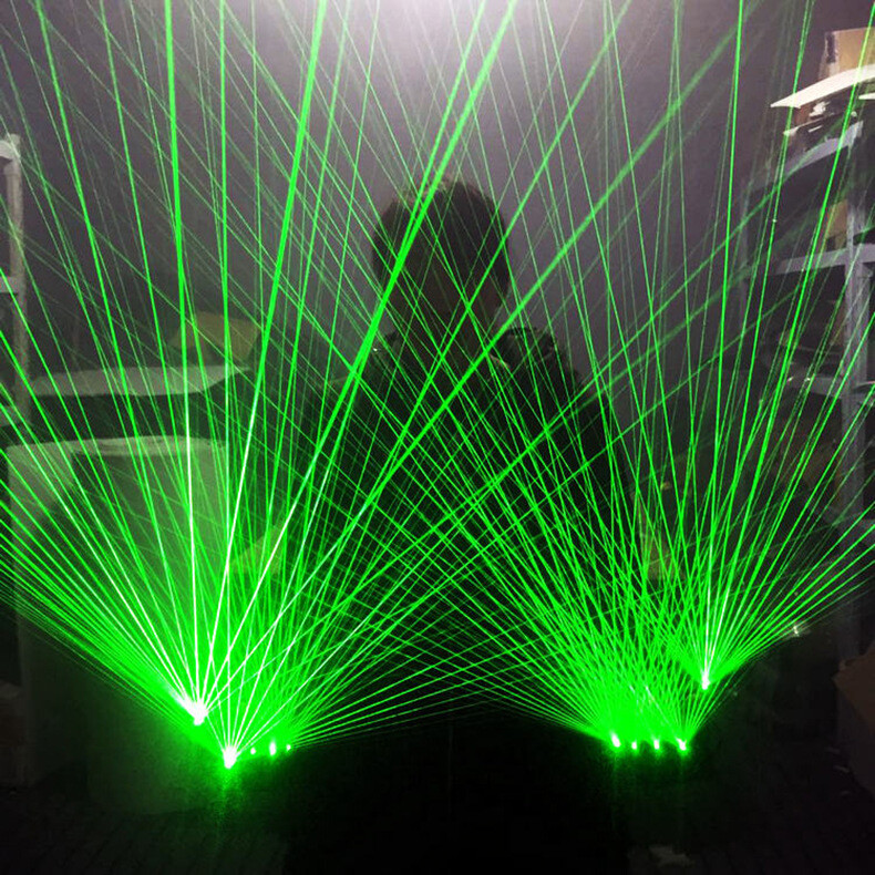 2in1 LED Laser Green Light Gloves DJ Club Dancer Stage Lighting Show Disco Party