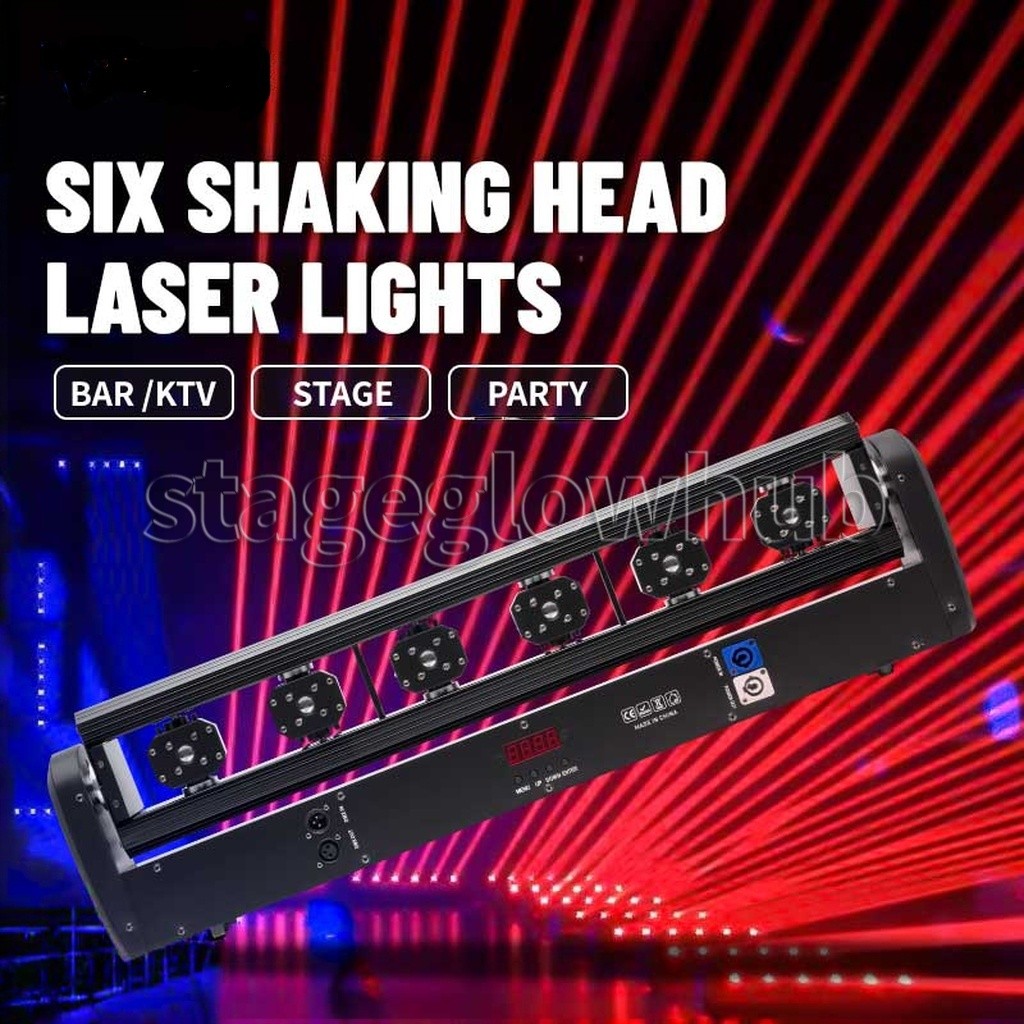 PAIDUN 6x500MW LED Laser Moving Head Light Bar Red Beam DJ Disco Beam Lighting