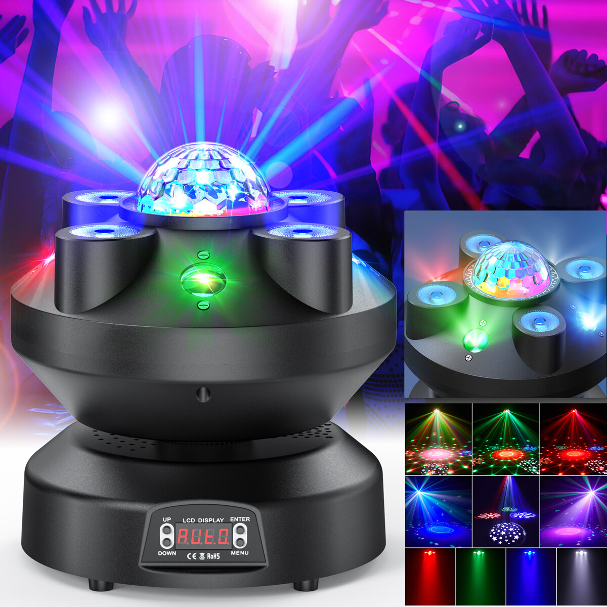 4in1 Stage Lighting LED Moving head light RGBW DMX Gobo Strobe Disco ball Lights