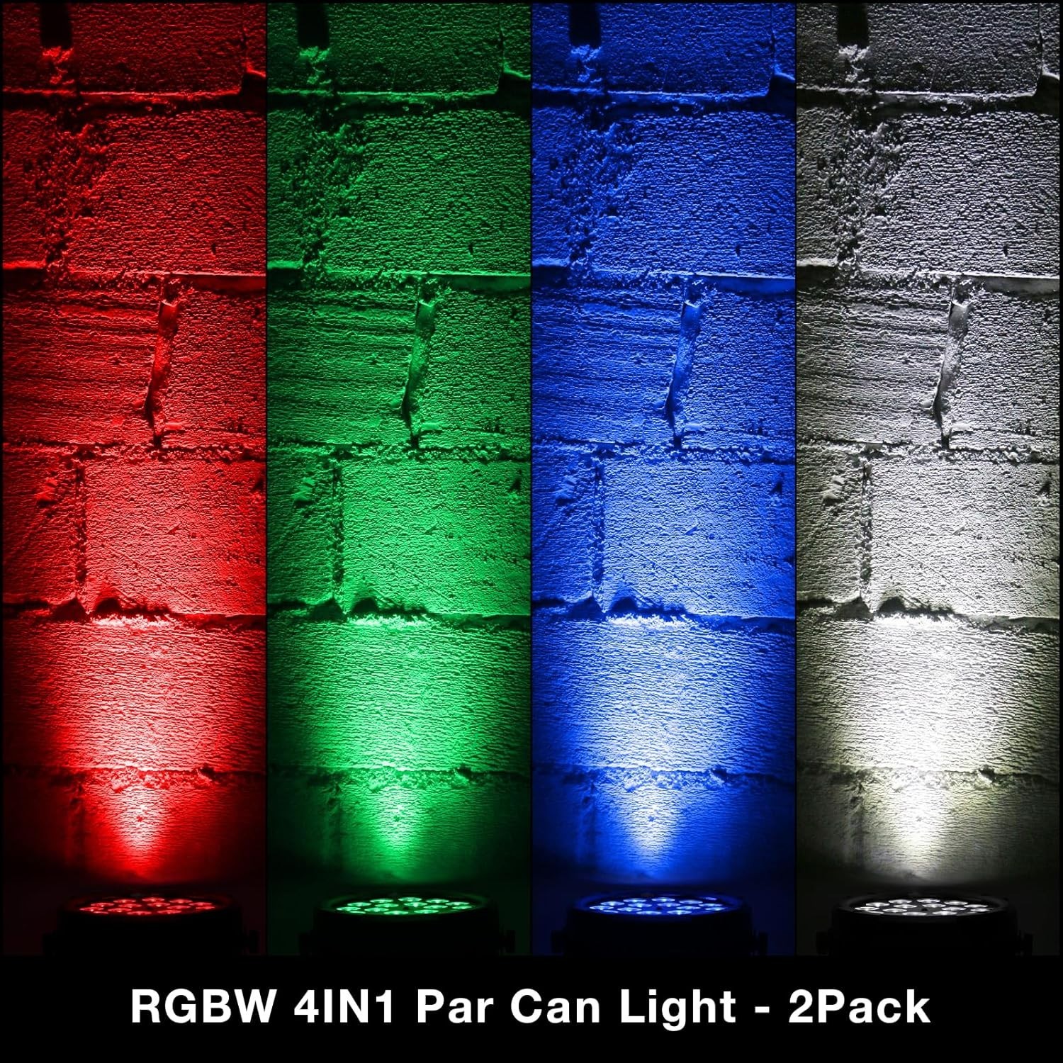 18LED Stage Par Can Lights: 72W RGBW 4IN1 Color Changing – Remote DMX Control…