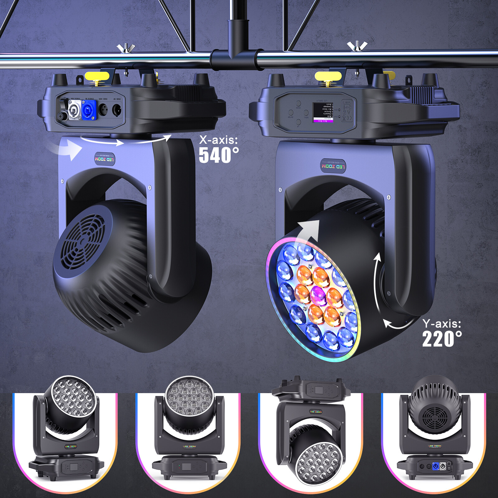 380W Moving Head Light RGBW Eye-Bee 4IN1 LED Light Zoom Beam Wash Disco Bar Show
