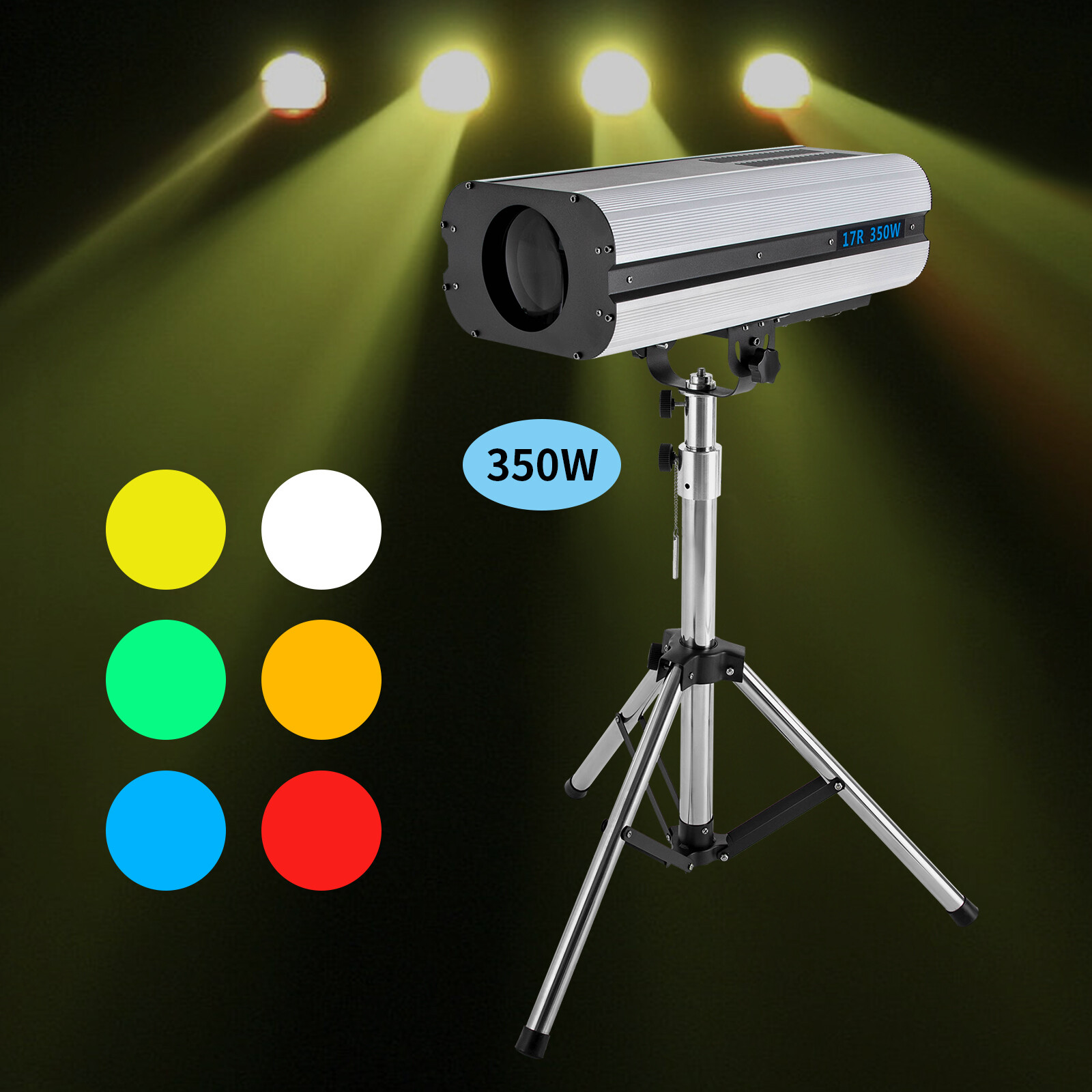 350W RGBW LED Follow Spot Light Beam DMX Spotlight DJ Disco Stage Light w/Tripod