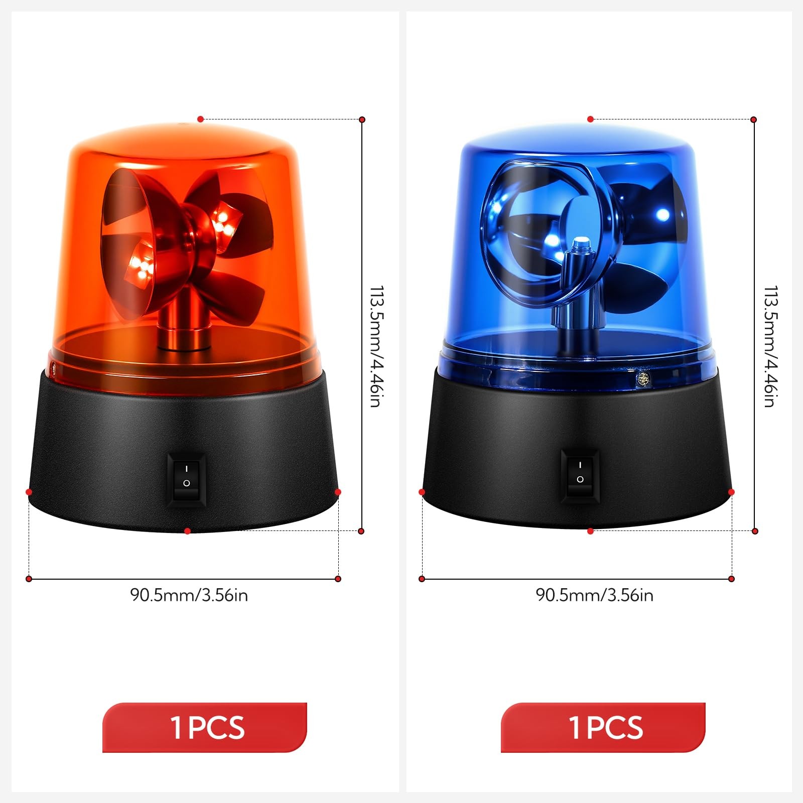 1 Set Red & Blue Rotating Strobe Light, Battery Operated 360 Degree Rotating …