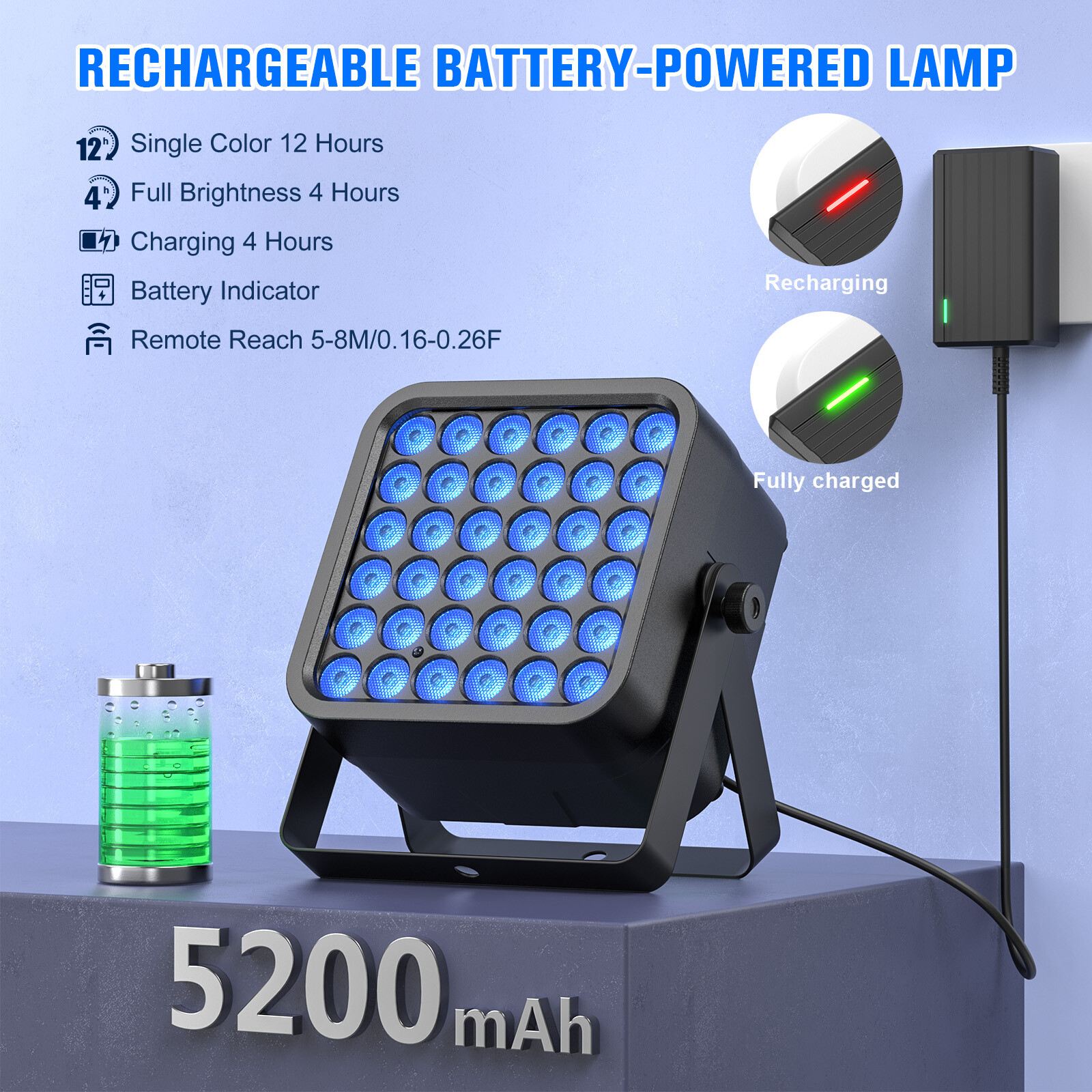 10PCS Rechargeable 36LED RGB Battery Par Stage Light DMX Party DJ Show Wireles