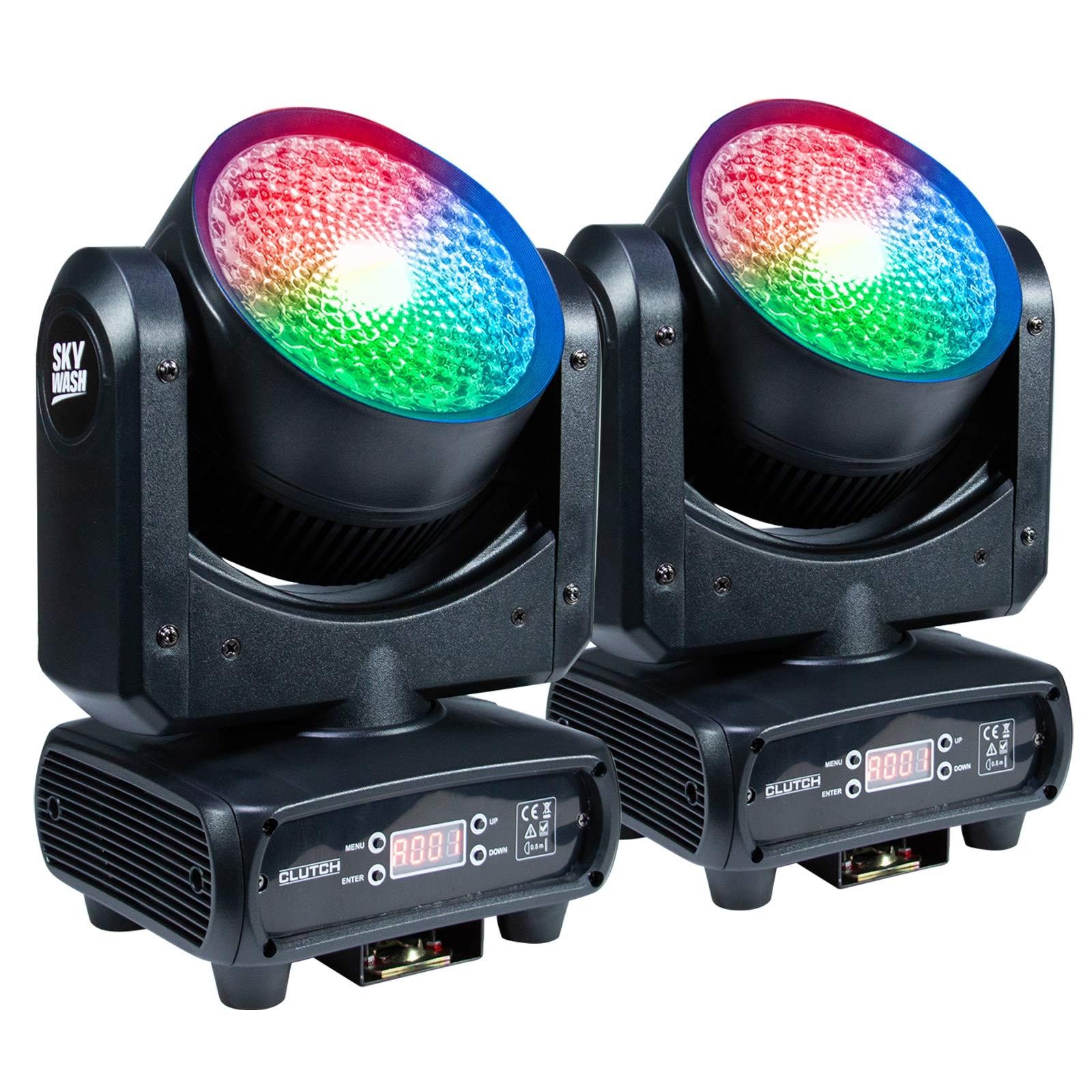 SKY-WASH 150W RGBW LED DMX Moving Head Yoke Motion Wash Light Fixture Pair