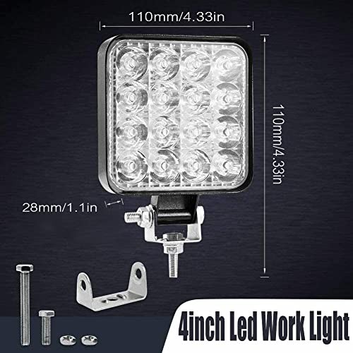 Led Light Bar, 20PCS 4inch 48W LED Square Light, Vehicle Black 20pcs