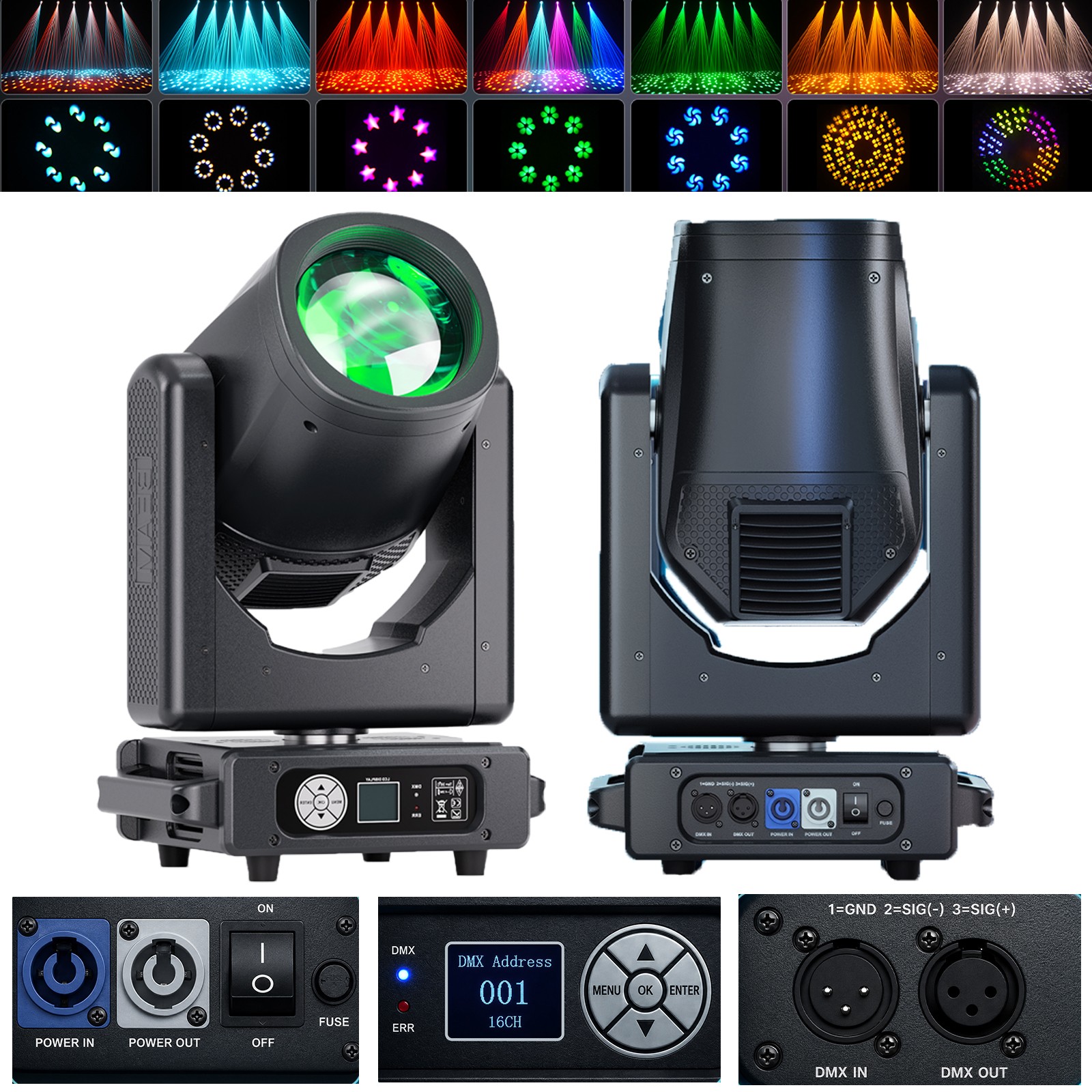 Double Prisms 345W 17R Beam Moving Head Light Gobo DMX DJ Disco Stage Lighting