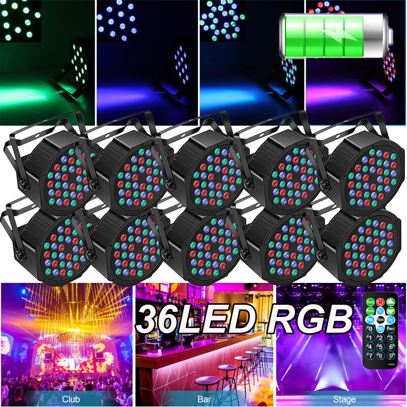 10PCS Rechargeable 108W RGB 36LED PAR Wash DMX DJ stage light party disco show