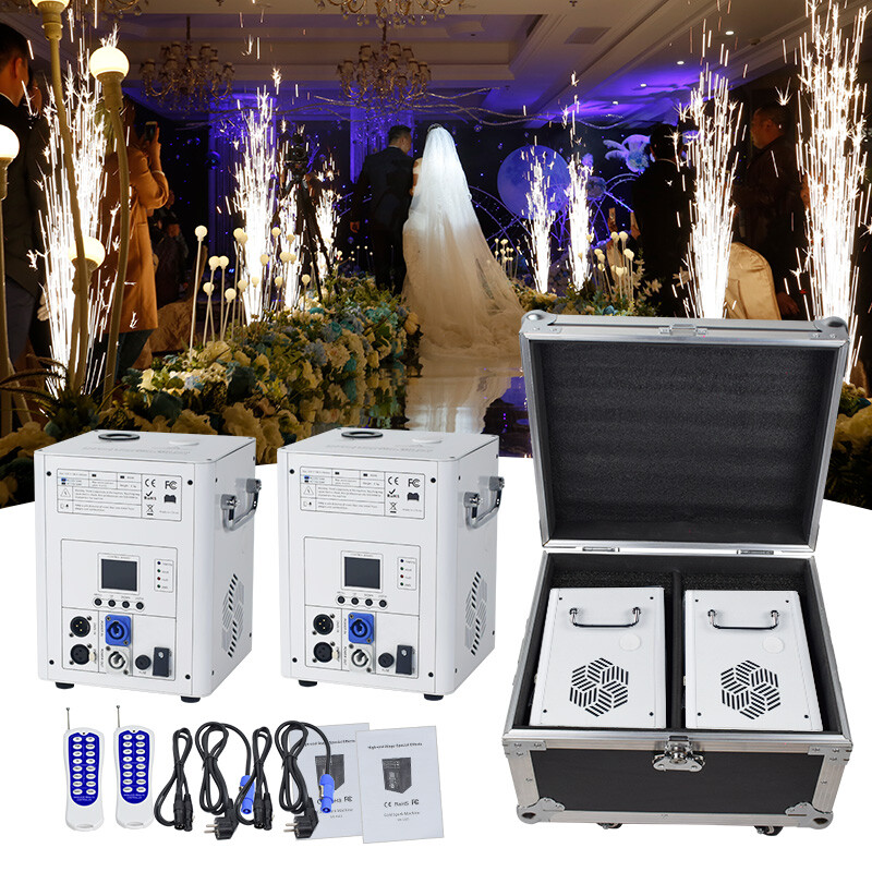 2PCS 750W Cold Spark Firework Machine DJ Event Party Machine with Flight Case