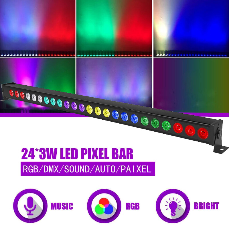 Bar Light 120W RGB 24LED Wall Wash Light DMX Stage Strip Party Disco Lamp Remote