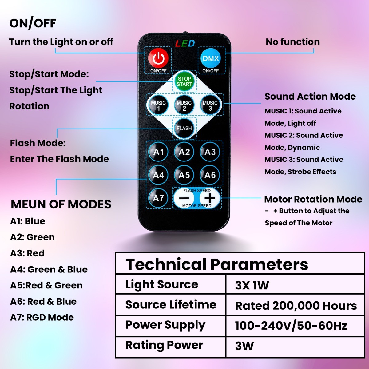 USB Disco Party Lights Strobe Led Dj Ball Sound Activated Bulb Dance Lamp+Remote