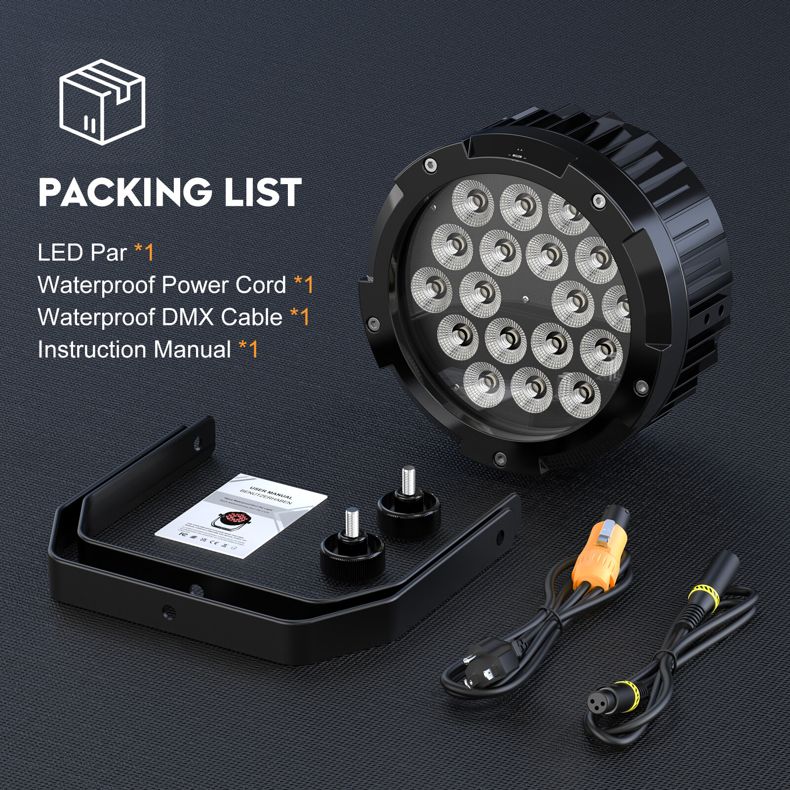 270W Party Light Waterproof RGBWA UV 18LED Par Light DMX Stage Lighting w/Case