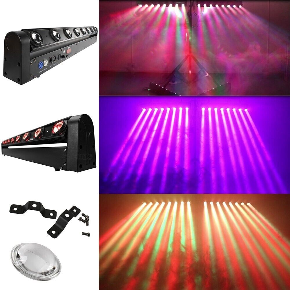 2pcs 8 Eyes 8x12W RGBW 4in1 DMX Moving Head LED Beam Bar Light for Disco DJs Bar