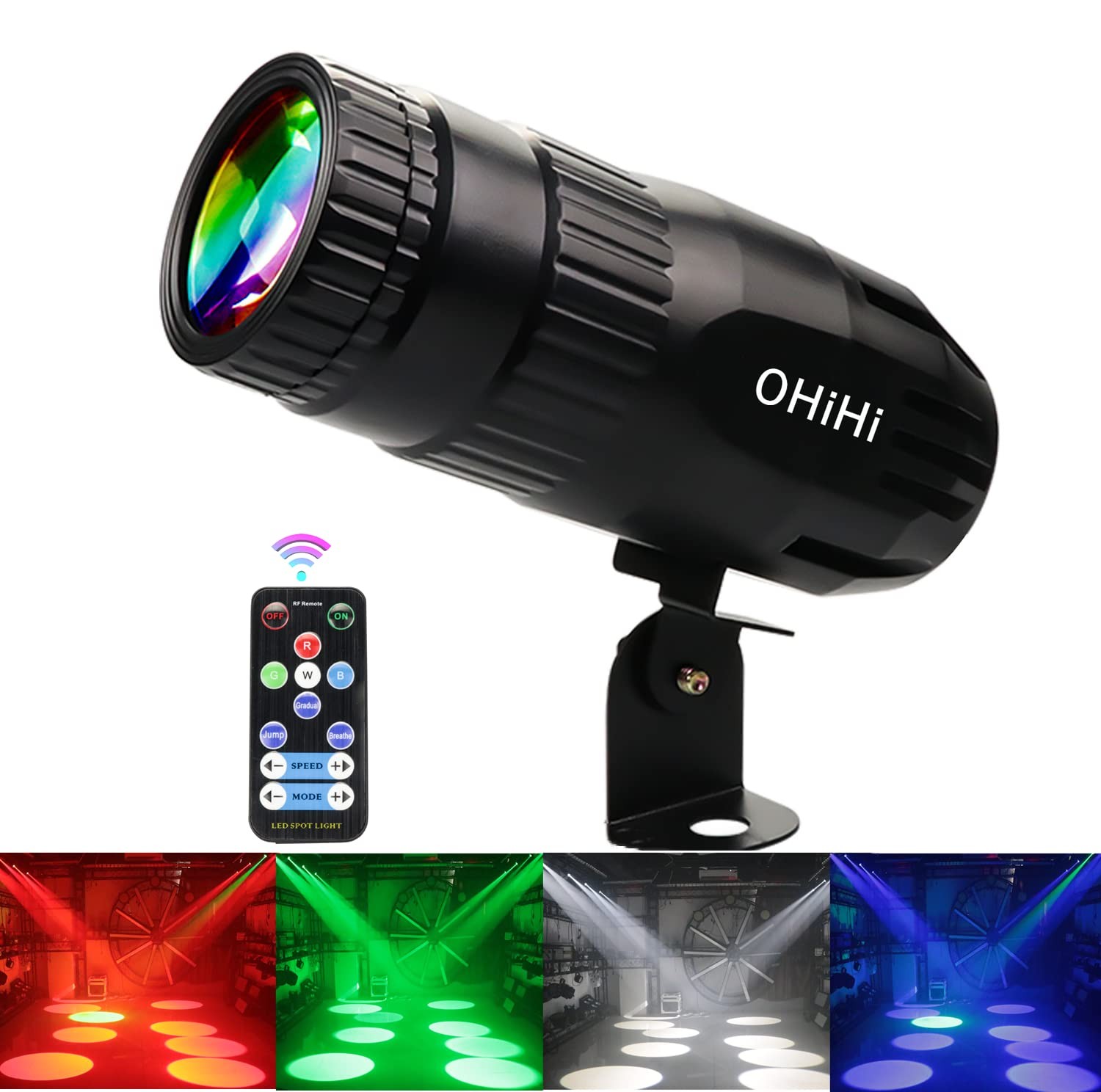 15W RGBW LED Pinspot Beam Spot Light with Remote Control for Disco Ball DJ