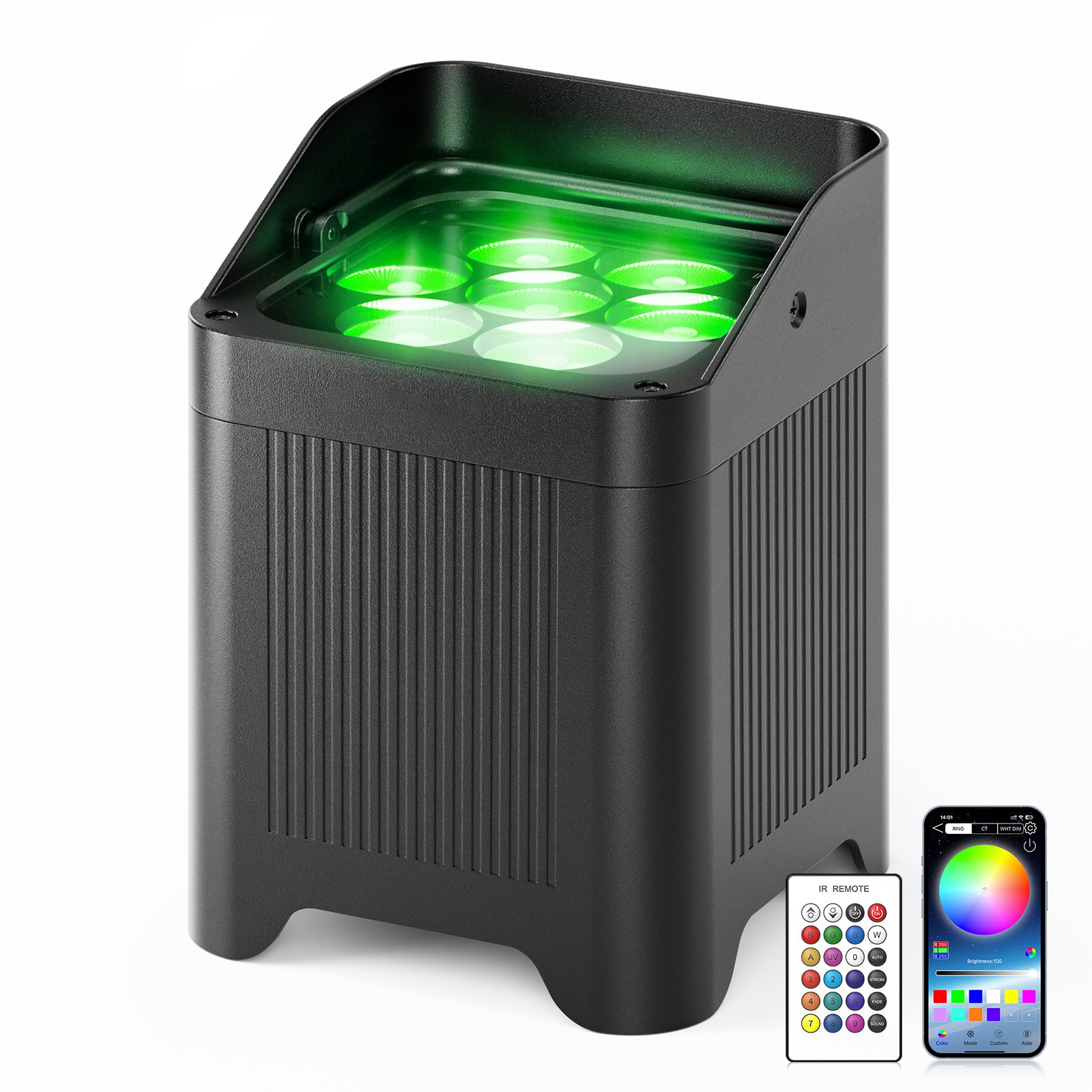 175W 7LED Waterproof Wireless Par Light Battery DMX RGBWA+UV Led Uplights W/Case