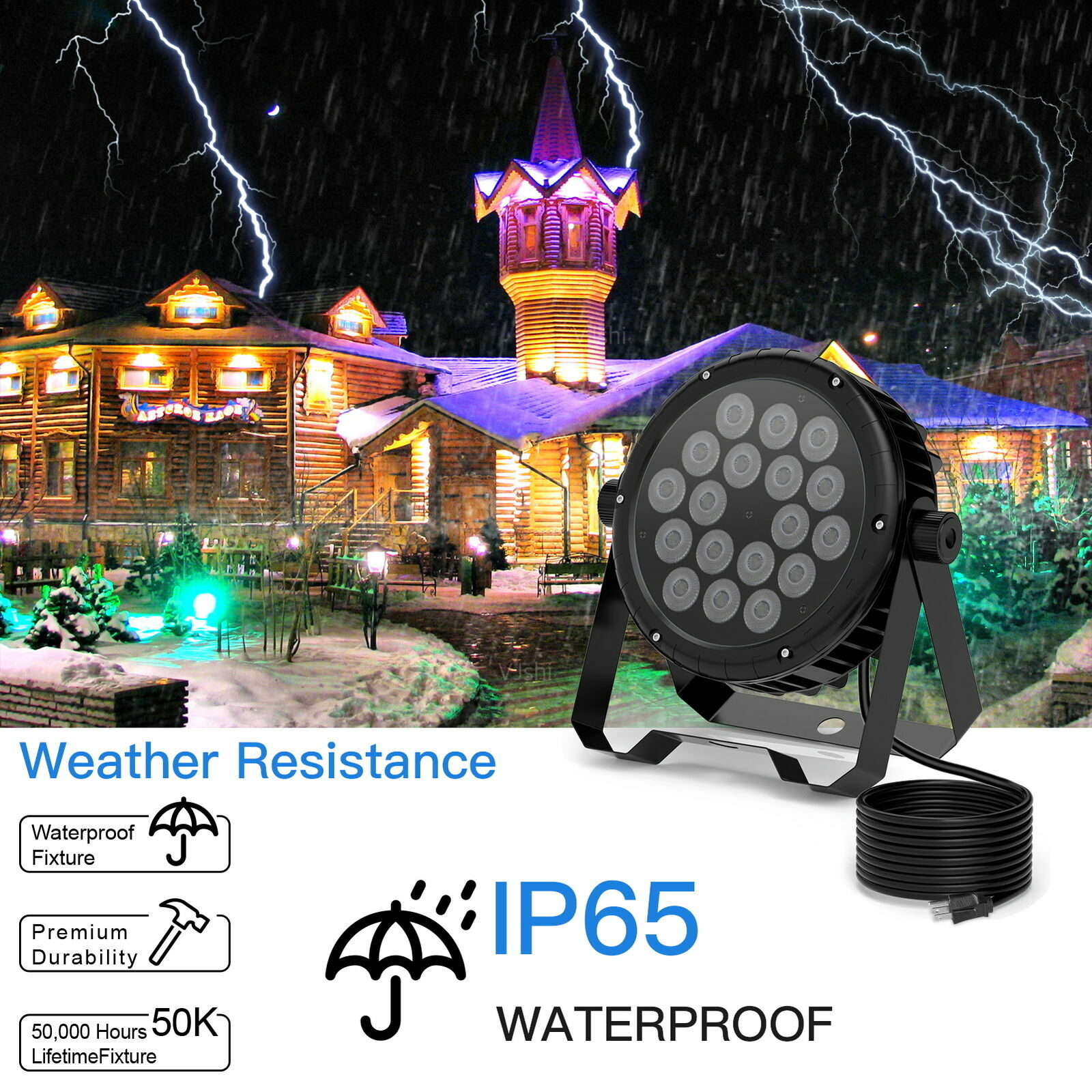270W RGBW 18 LED Par Stage Light Waterproof IP65 DJ Lights DMX512 Strobe Beam US