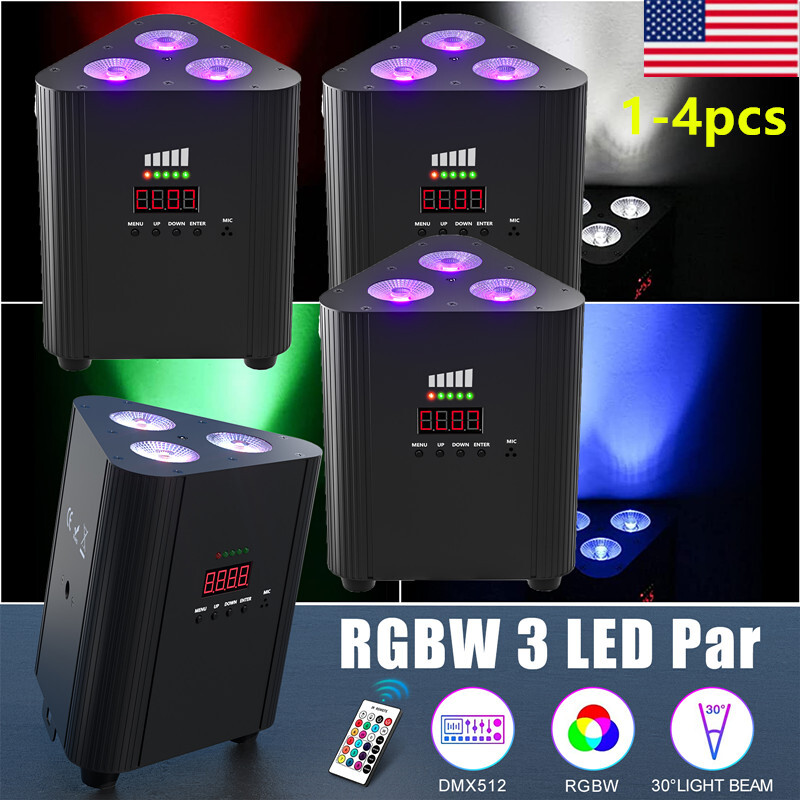 RGBW 4 in 1 Rechargeable Triangle Par Light 4/6/8CH Stage Party DJ KTV Lighting