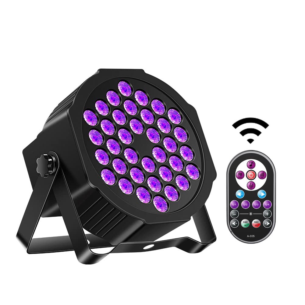 36LED Black Lights 72W UV Stage Lighting with DMX Remote – Glow Party Supplies
