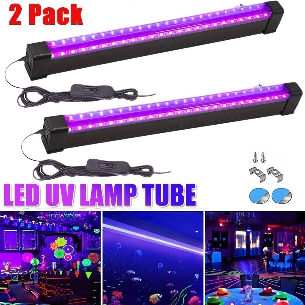 2PCS UV Black Light Bar Fixtures Ultraviolet Lamp Strip US Plug DJ Party Club ;