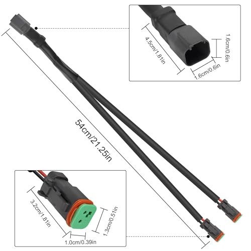 DT Wiring Harness 2 pin Deutsch DT Male to Dual Female Y Splitter Cable