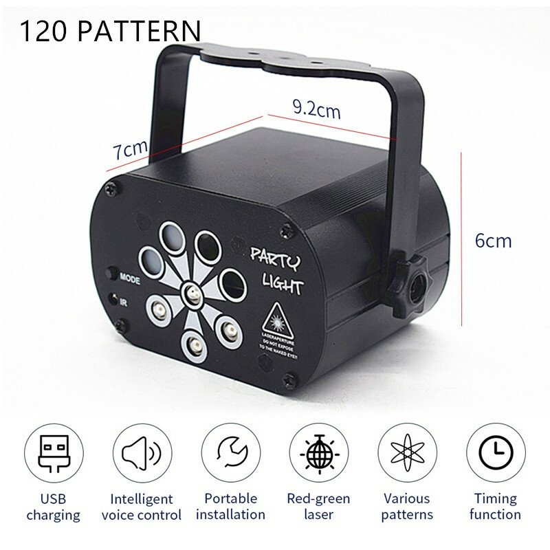 Portable 60/120 Pattern RGB Led UV Laser Projector DJ Stage KTV Lighting Lamp
