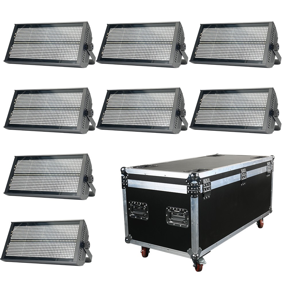 8pcs 1000W 8+8 Segment 960pcs Background RGB DMX LED Strobe Wash Light with Case