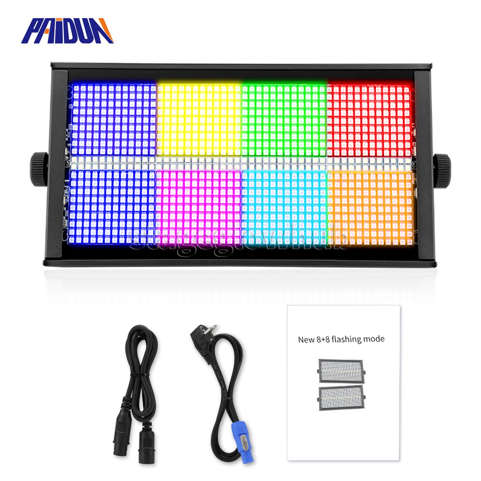 PAIDUN LED RGBW 1000W 8+8 Segment Wall Wash DMX Strobe Flash Light Disco KTV Bar