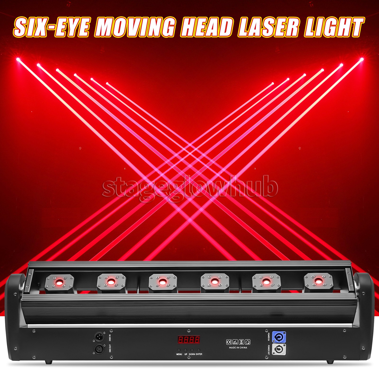 PAIDUN 6 Eyes Moving Head Red Laser Light Bar DMX Music Control Disco DJ Concert