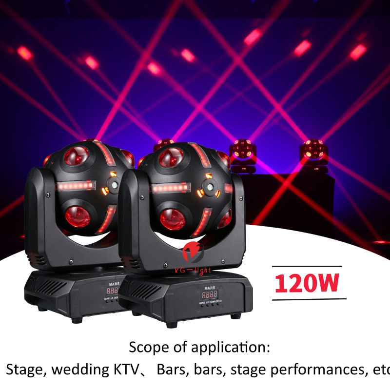 2XNew 120W Mars LED Moving Head Ball Light RGBW Infinite Rotation Stage Lighting