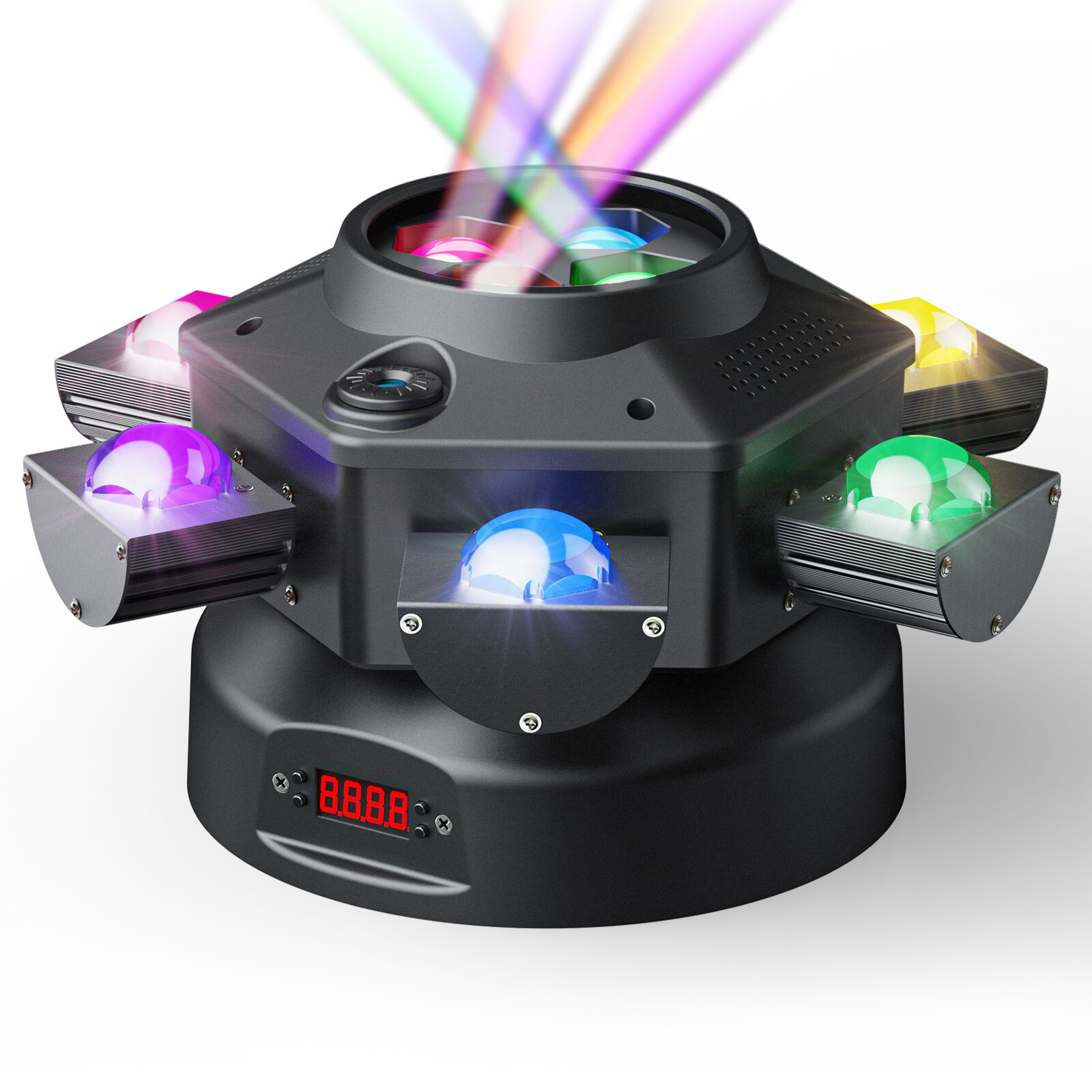 New RGBW 6 Arms 150W Laser Moving Head Light DMX Disco Party Bar Stage Lighting