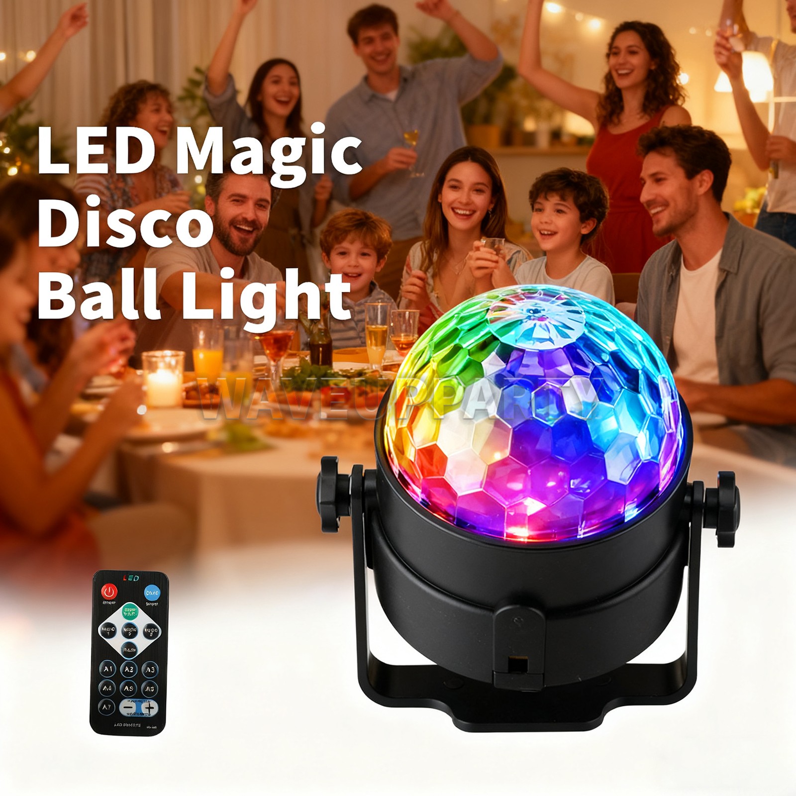 PAIDUN Music Control RGB Magic DJ Disco Ball Light 7Color Portable LED Lighting