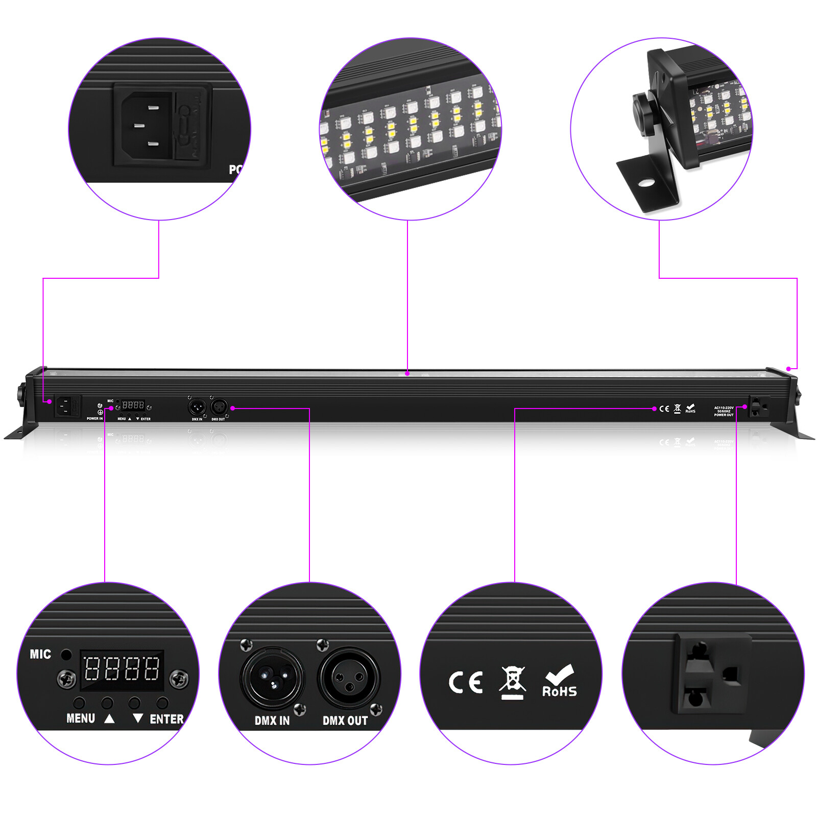 10PCS RGB Wall Wash Light Bar 336LED DMX Party Disco Stage DJ Beam Light Show US