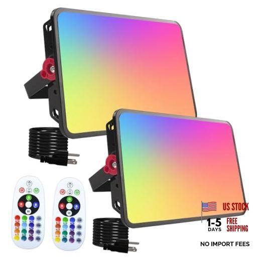 2 Pack 200W RGB Flood Light, RGB Color Changing Floodlight, Smart 200.0 Watts