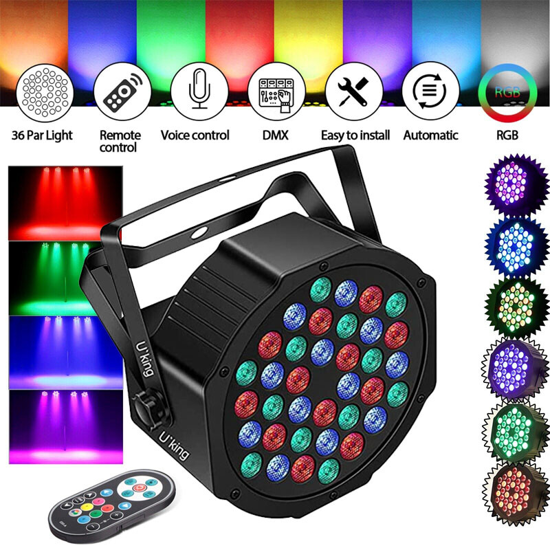 U`King 108W Par Light Beam Stage Light 36LED RGB DMX512 Party DJ Disco Party
