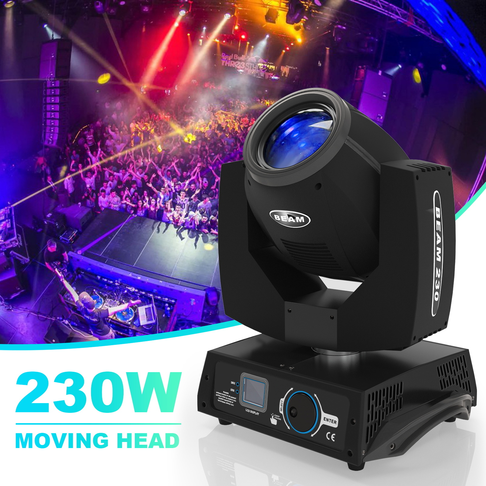 230W Moving Head Stage DJ Lighting Effect 16CH DMX512 Beam 8 Prisms Party Disco