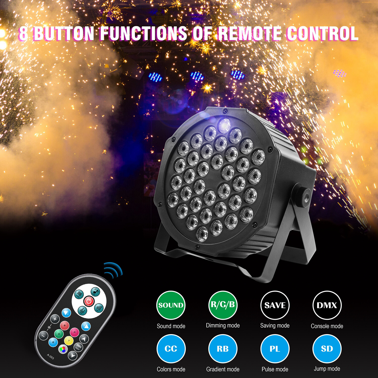 10PCS RGB 36LED Stage Lighting PAR Light DMX Beam Party DJ Disco Lights Remote