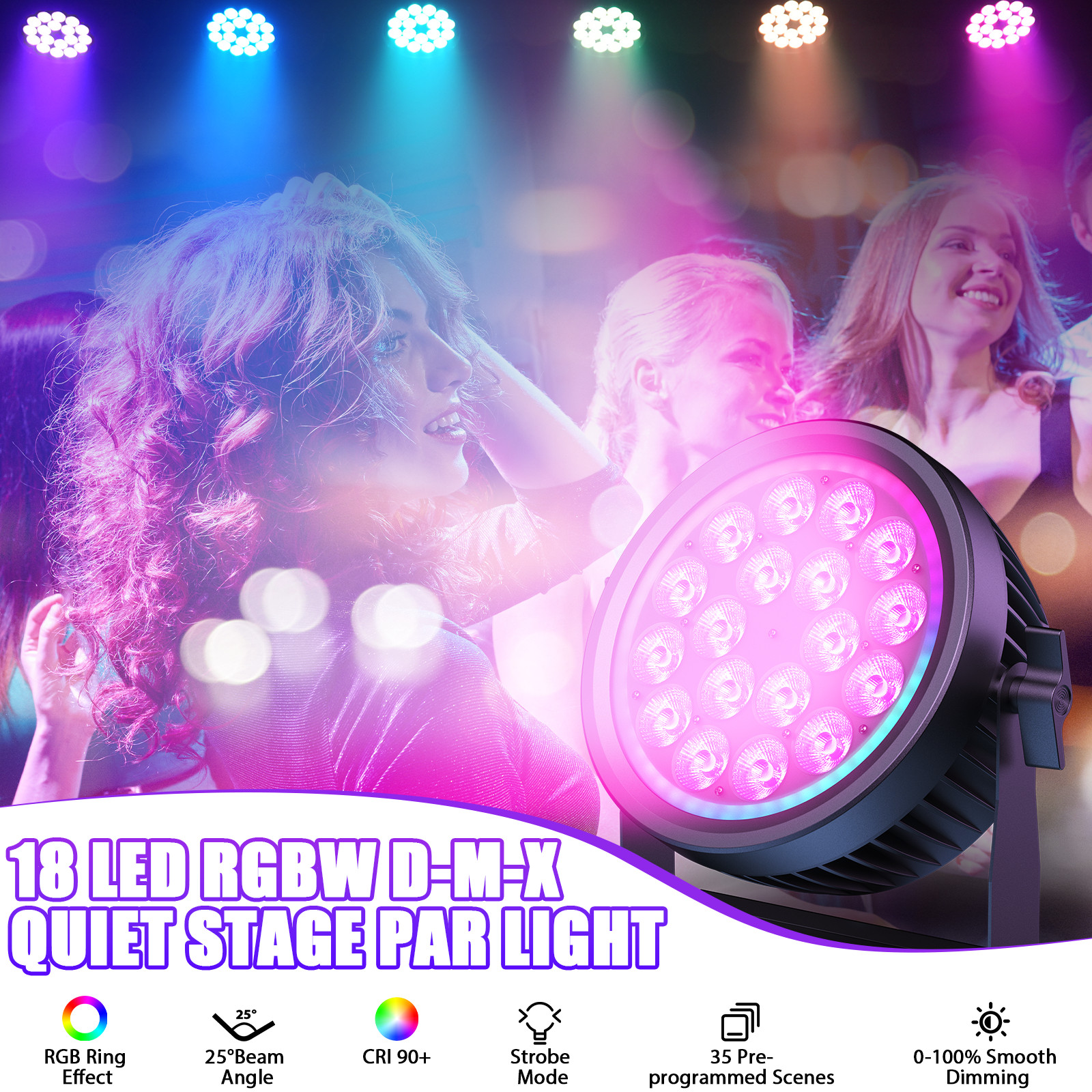 270W 18LED PAR Light RGBW Stage Bar Wash Lighting Strobe DMX DJ Disco Party Show