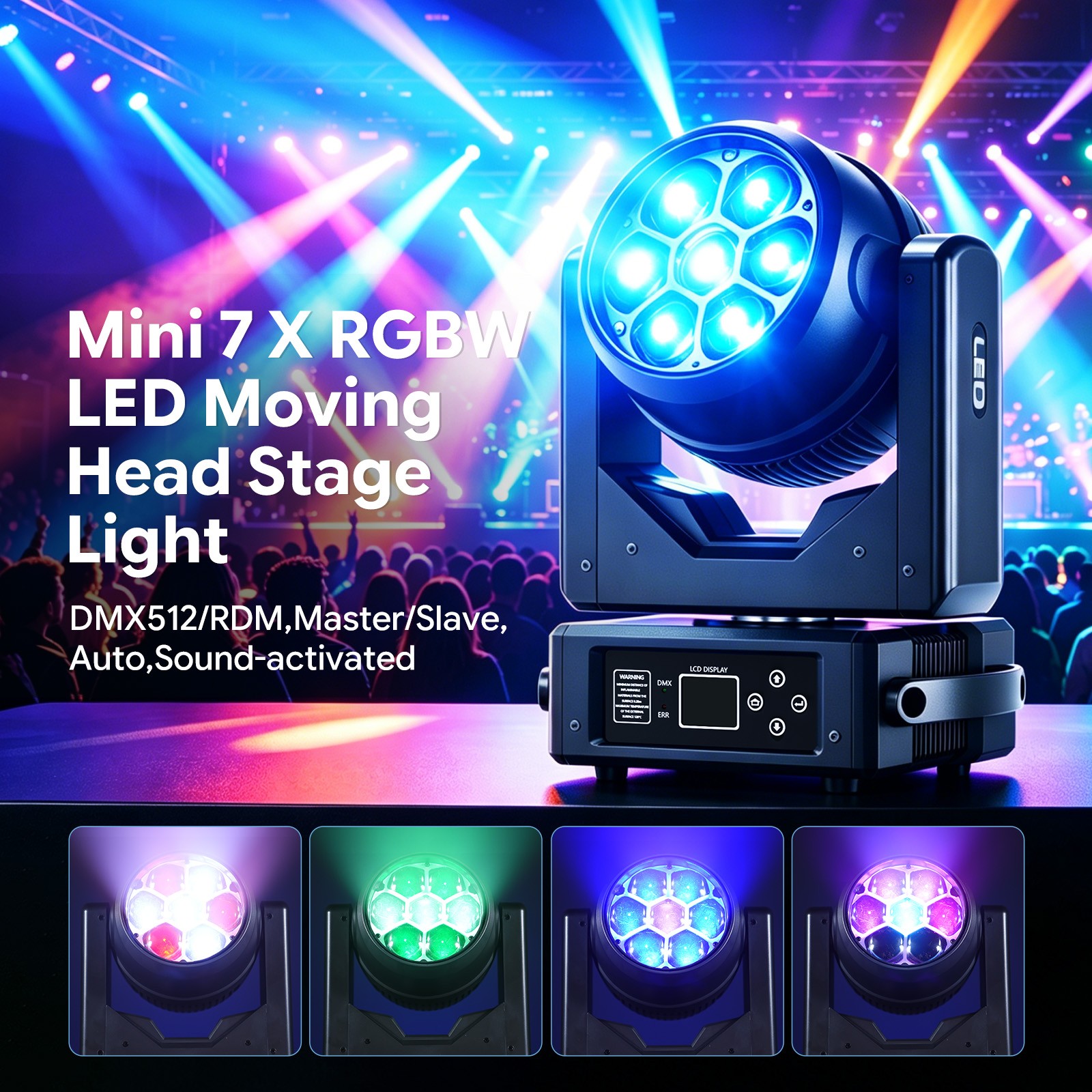 RGBW 280W LED Moving Head Wash Light DMX512 Zoom Wash Beam Party Lighting