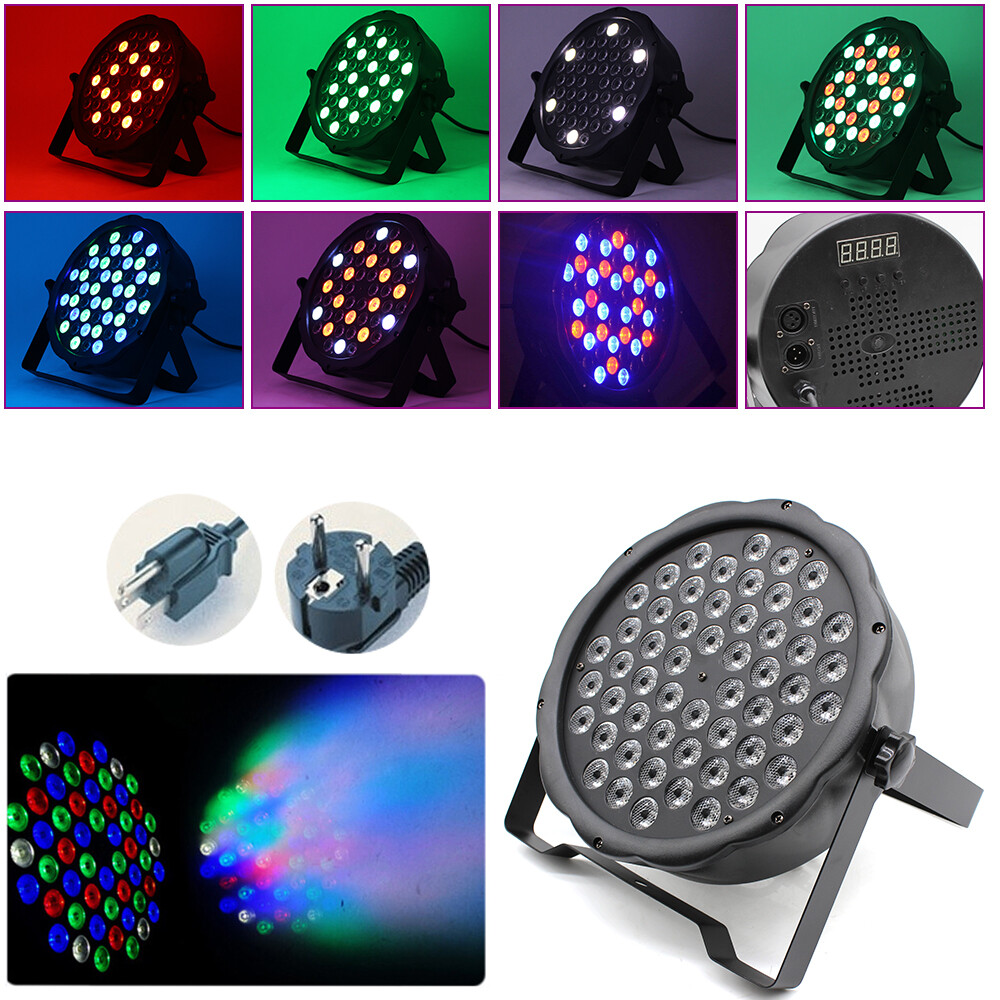 12Pc 54x3W LED Stage Par64 Light 162W DMX512 7CH RGBW Stage Washer Wedding DJ US