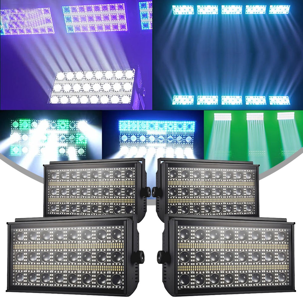 4 Sets 140W RGBW 4in1 LED Thunder Curtain Strobe Beam Wash Light DMX512 for Club