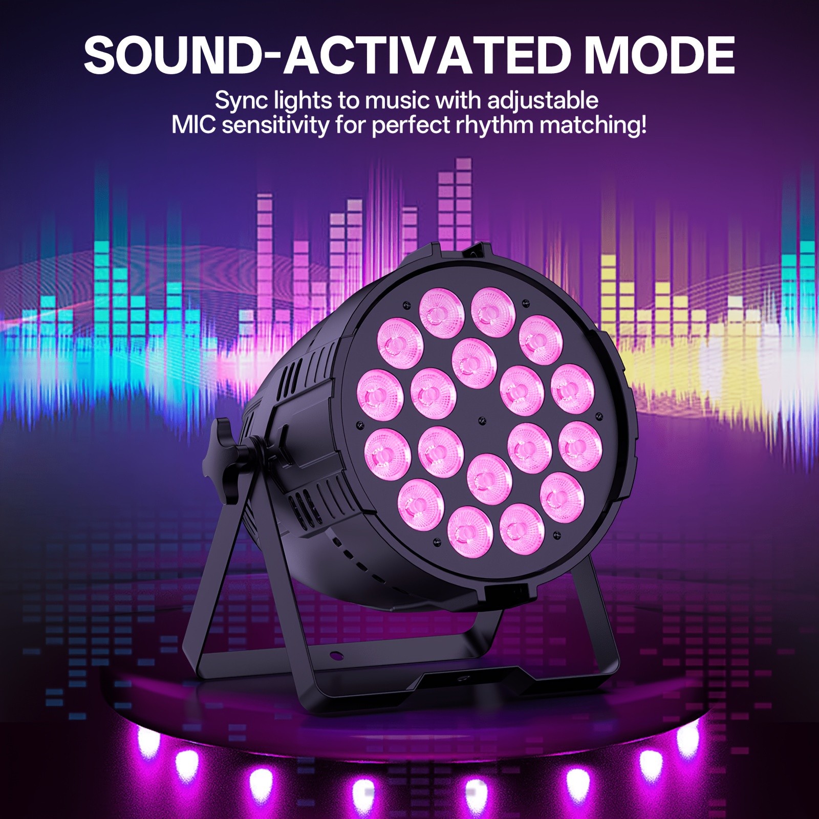 200W RGBWAL 6-in-1 LED Par Light DMX512 Sound Activated Stage Wash DJ Wedding