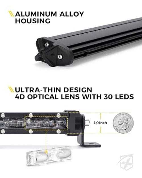 1.0″ Ultra-Thin LED Chase Strobe Light Bar, 30″ Offroad Safety Flashing RYWBR