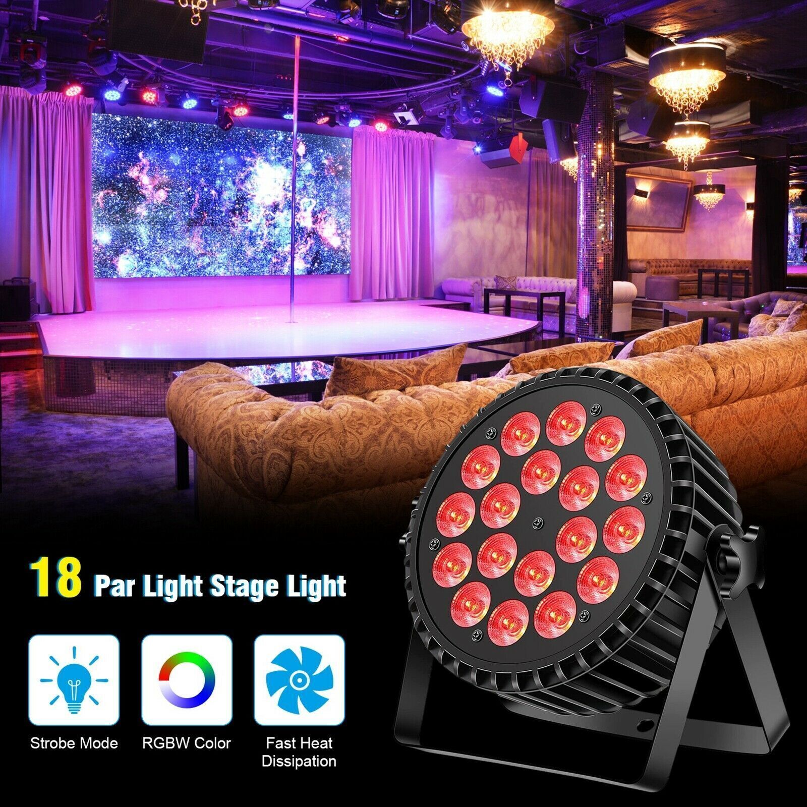 270w 18 Led RGBW UV Stage Par Light DMX Disco Event Show Party Club Party Lamp